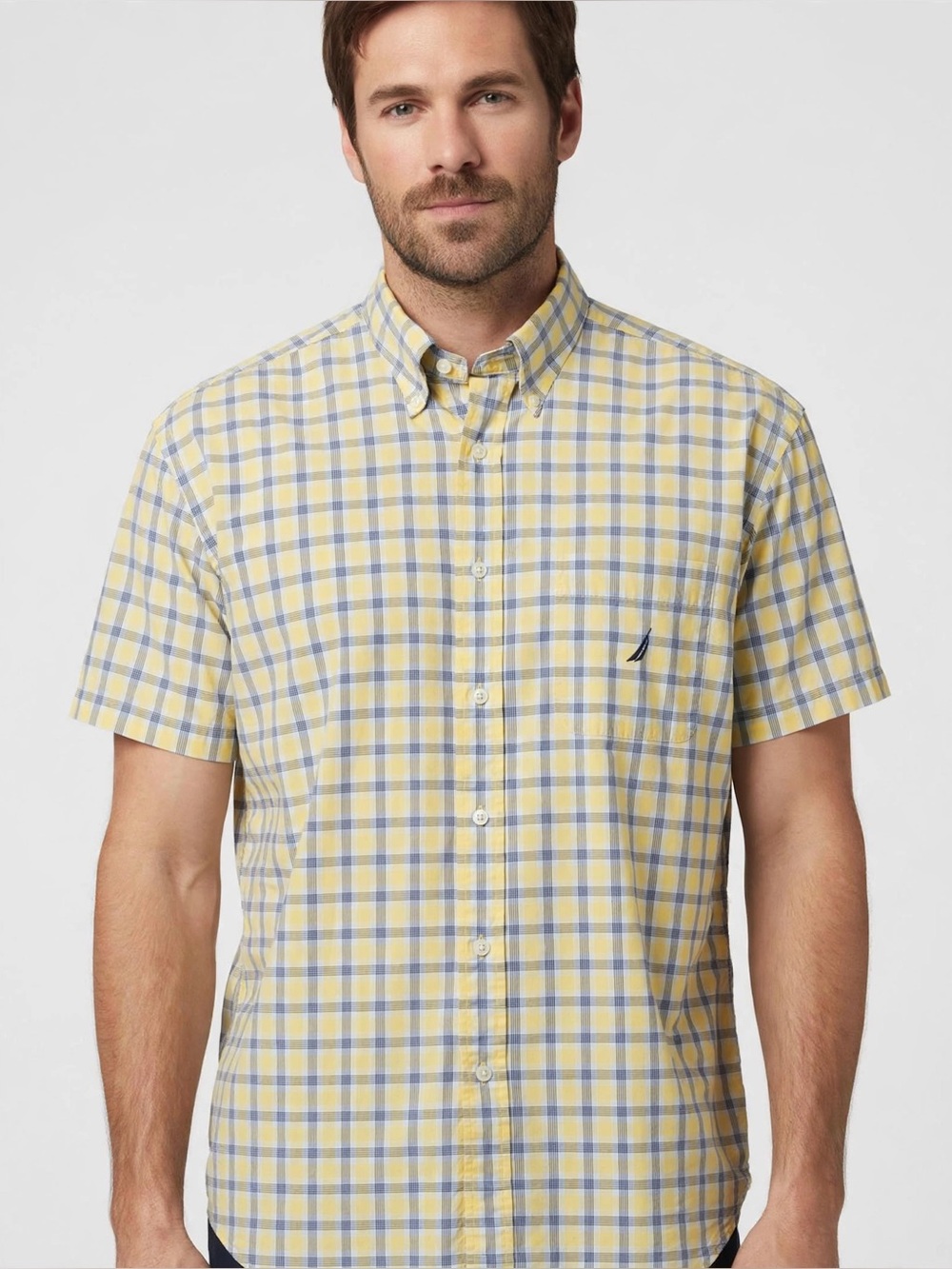 Men’s Polo Ralph Lauren Short-Sleeve Button-Down shirt in Yellow w/ Blue Stripes
